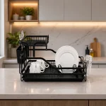 ALUMINUM DISH DRYING RACK, DISH RACK WITH, UTENSILS, MUG HOLDER, AND WATER DRAIN TRAY - Image 6