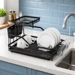 ALUMINUM DISH DRYING RACK, DISH RACK WITH, UTENSILS, MUG HOLDER, AND WATER DRAIN TRAY - Image 9