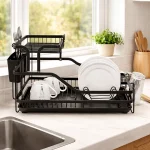 ALUMINUM DISH DRYING RACK, DISH RACK WITH, UTENSILS, MUG HOLDER, AND WATER DRAIN TRAY - Image 7