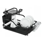 ALUMINIUM DISH DRYING RACK, DISH RACK WITH, UTENSILS, MUG HOLDER, AND WATER DRAIN TRAY