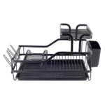 ALUMINIUM DISH DRYING RACK, DISH RACK WITH, UTENSILS, MUG HOLDER, AND WATER DRAIN TRAY