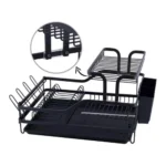 ALUMINIUM DISH DRYING RACK, DISH RACK WITH, UTENSILS, MUG HOLDER, AND WATER DRAIN TRAY