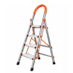 HOUSEHOLD ALUMINUM 4 STEP LADDER, ORANGE COLOR FOLDABLE DESIGN MULTIFUNCTION LADDER