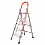 HOUSEHOLD ALUMINUM 5 STEP LADDER, ORANGE COLOR FOLDABLE DESIGN MULTIFUNCTION LADDER