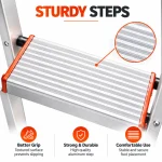 HOUSEHOLD ALUMINUM 4 STEP LADDER, ORANGE COLOR FOLDABLE DESIGN MULTIFUNCTION LADDER - Image 5