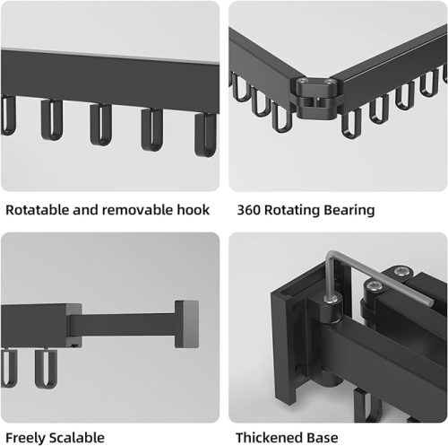 WALL MOUNT SINGLE FOLDING CLOTH DRYING RACK, WITH 12 HANGING HOOKS, HIGHLY DURABLE ALUMINIUM CLOTH RACK