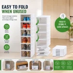 6 TIER FOLDABLE SHOE STORAGE, TRANSPARENT PLASTIC STACKBLE SHOE RACK, DUST PROOF SHOE CABINET (1 PIECE) - Image 6