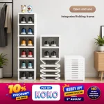 6 TIER FOLDABLE SHOE STORAGE, TRANSPARENT PLASTIC STACKBLE SHOE RACK, DUST PROOF SHOE CABINET (1 PIECE)