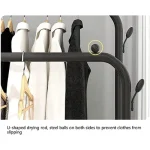 DOUBLE POLE CLOTH RACK WITH HOOKS AND BOTTOM 2 LAYER STORAGE, STORAGE SHELF WITH CLOTH RACK