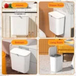 HANGING TRASH CAN FOR KITCHEN, UNDER SINK GARBAGE TRASH CAN BATHROOM, WALL MOUNTED PALSTIC TRASH BIN WHITE