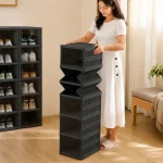6 TIER FOLDABLE SHOE STORAGE, TRANSPARENT PLASTIC STACKBLE SHOE RACK, DUST PROOF SHOE CABINET (1 PIECE) - Image 13