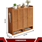 4 DOOR SHOE CABINET | 9 SHELF BAMBO0 WOODEN STORAGE CUPBOARD - Image 2