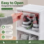 6 TIER FOLDABLE SHOE STORAGE, TRANSPARENT PLASTIC STACKBLE SHOE RACK, DUST PROOF SHOE CABINET (1 PIECE) - Image 9