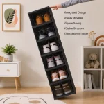 6 TIER FOLDABLE SHOE STORAGE, TRANSPARENT PLASTIC STACKBLE SHOE RACK, DUST PROOF SHOE CABINET (1 PIECE) - Image 14