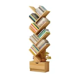 10 TIER TREE SHAPE BOOKSHELF, WITH DRAWER ORGANIAERS FOR BOOKS AND MAGAZINES