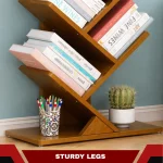 TREE SHAPE BAMBOO BOOKSHELF - 4 TIER WOODEN BOOK RACK - Image 7