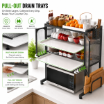 KITCHEN COUNTERTOP MICROWAVE OVEN RACK, MICROWAVE STAND WITH SHELF STORAGE CABINET, MULTIFUNCTIONAL KITCHEN STORAGE, BLACK - Image 8