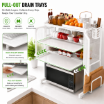 KITCHEN COUNTERTOP MICROWAVE OVEN RACK, MICROWAVE STAND WITH SHELF STORAGE CABINET, MULTIFUNCTIONAL KITCHEN STORAGE, WHITE - Image 8