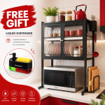 KITCHEN COUNTERTOP MICROWAVE OVEN RACK, MICROWAVE STAND WITH SHELF STORAGE CABINET, MULTIFUNCTIONAL KITCHEN STORAGE, BLACK