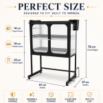 KITCHEN COUNTERTOP MICROWAVE OVEN RACK, MICROWAVE STAND WITH SHELF STORAGE CABINET, MULTIFUNCTIONAL KITCHEN STORAGE, BLACK - Image 2