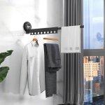 SUCTION WALL MOUNT 1 FOLD CLOTHES DRYING RACK, DURABLE ALUMINIUM SPACE SAVING RACK, INDOOR AND OUTDOOR USE