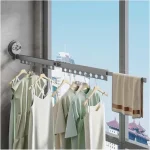 SUCTION WALL MOUNT 2 FOLD CLOTHES DRYING RACK, DURABLE ALUMINIUM SPACE SAVING RACK, INDOOR AND OUTDOOR USE