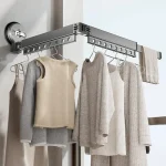 SUCTION WALL MOUNT 2 FOLD CLOTHES DRYING RACK, DURABLE ALUMINIUM SPACE SAVING RACK, INDOOR AND OUTDOOR USE