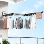 SUCTION WALL MOUNT 3 FOLD CLOTHES DRYING RACK, DURABLE ALUMINIUM SPACE SAVING RACK, INDOOR AND OUTDOOR USE