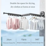 SUCTION WALL MOUNT 3 FOLD CLOTHES DRYING RACK, DURABLE ALUMINIUM SPACE SAVING RACK, INDOOR AND OUTDOOR USE