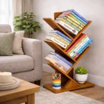 TREE SHAPE BAMBOO BOOKSHELF - 4 TIER WOODEN BOOK RACK - Image 4