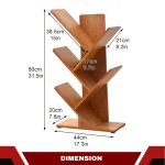 TREE SHAPE BAMBOO BOOKSHELF - 4 TIER WOODEN BOOK RACK - Image 2