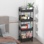 4-Tier Utility Cart with Handle for Office, Kitchen, Living Room, Multi-Functional Storage Trolley