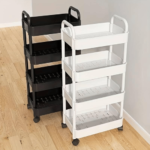 4-Tier Utility Cart with Handle for Office, Kitchen, Living Room, Multi-Functional Storage Trolley