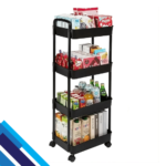 4-Tier Utility Cart with Handle for Office, Kitchen, Living Room, Multi-Functional Storage Trolley