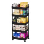 5-Tier Rolling Utility Cart with Handle, Multi-Functional Storage Trolley for Office, Living Room, Kitchen