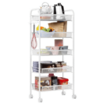 5 Teir Kitchen Storage Utility Cart, Multifunction Storage Stand for Kitchen & Bathroom, Rolling Cart