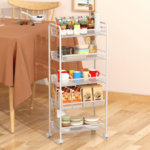 5 Teir Kitchen Storage Utility Cart, Multifunction Storage Stand for Kitchen & Bathroom, Rolling Cart