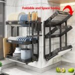 FOLDABLE DISH RACK – WALL MOUNT & COUNTERTOP PLATE RACK FOR KITCHEN