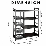 4-TIER METAL SHELVING RACK FOR KITCHEN ORGANIZATION AND STORAGE SOLUTION - 80 CM x 32CM x 125CM - Image 2