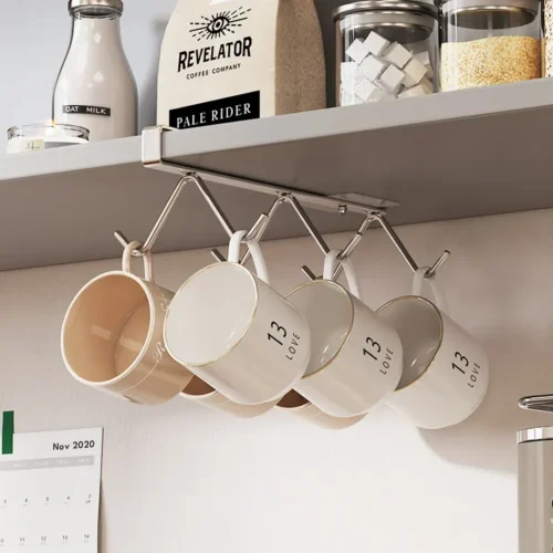 304 STAINLESS STEEL MUG HOLDER - PREMIUM QUALITY COFFEE CUP HOLDER, UNDER CABINET MUG HANGER