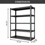 5-Tier Black Boltless Garage Metal Shelving Steel Storage Shelves, Heavy-Duty Utility Rack for Warehouse, Pantry, Closet, and Kitchen - 90CM X 40CM X 185CM - Image 2