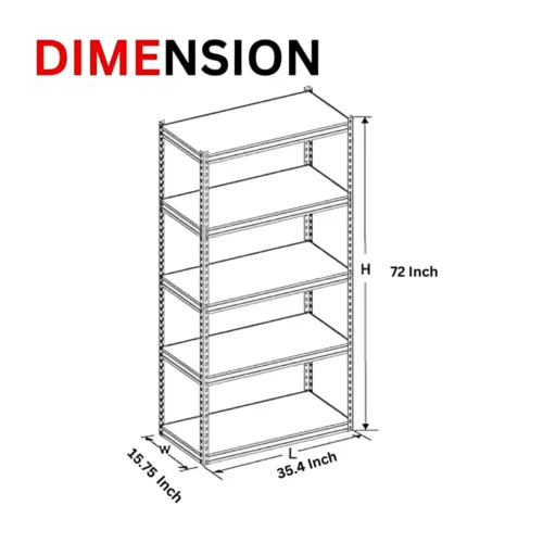 5-Tier Black Boltless Garage Metal Shelving Storage Shelves, Heavy-Duty Utility Rack for Warehouse, Pantry, Closet, and Kitchen