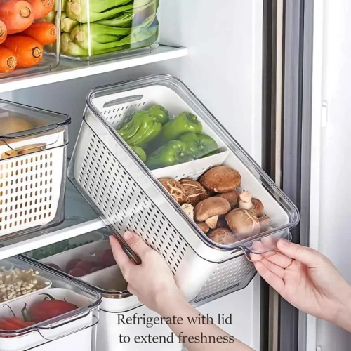 Vegetable Storage Containers, Refrigerator Storage Organizers, Food Storage Baskets with Lids