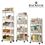 4-Tier Multi-Purpose Utility Rolling Cart with Wheels - Ideal for Kitchen, Bathroom, Laundry Room, and Living Spaces