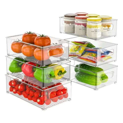 Acrylic Food Storage & Pantry Bins with Easy-Grip Handles | BPA-Free, Shatter-Resistant Plastic for Fridge, Freezer, Kitchen, & Pantry Organization