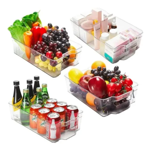 Acrylic Storage Organizer with Handles – Stackable Fridge and Pantry Organizers, Refrigerator Organizer Bins - 1 Piece