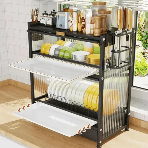 2-tier black dish drying rack Sri Lanka, black kitchen dish rack with cover, utensil holder drying rack Sri Lanka, black 2-tier dish rack, kitchen dish drying rack with cover, space-saving dish rack Sri Lanka, durable black dish rack, kitchen drying rack with utensil holder Sri Lanka, best 2-tier dish drying rack, black kitchen organizer rack Sri Lanka, countertop dish drying rack with cover, black drying rack for kitchen Sri Lanka, kitchen utensil holder drying rack, 2-tier drying rack with cover, Racks.lk dish rack Sri Lanka.