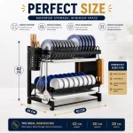 STAINLESS STEEL 2-TIER DISH DRYING RACK WITH UTENSIL AND CUTTING BOARD HOLDERS - Image 2