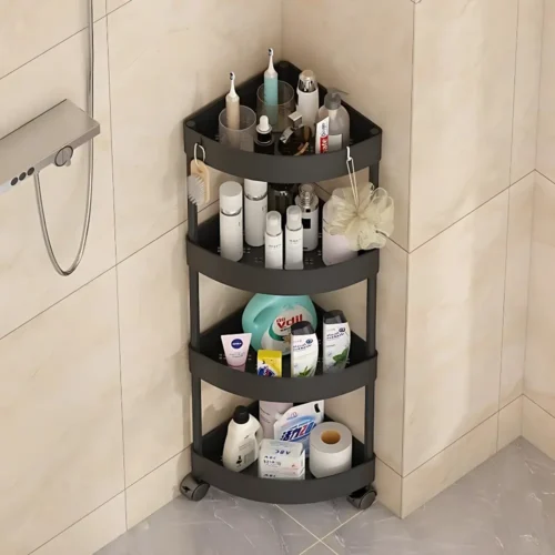 4-Tier Corner Storage Rack with Rotatable Wheels