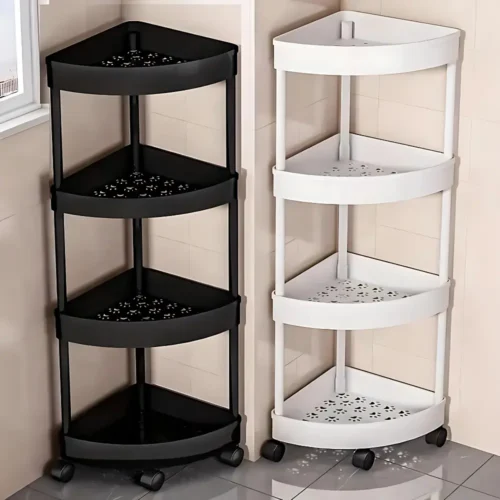 4-Tier Corner Storage Rack with Rotatable Wheels